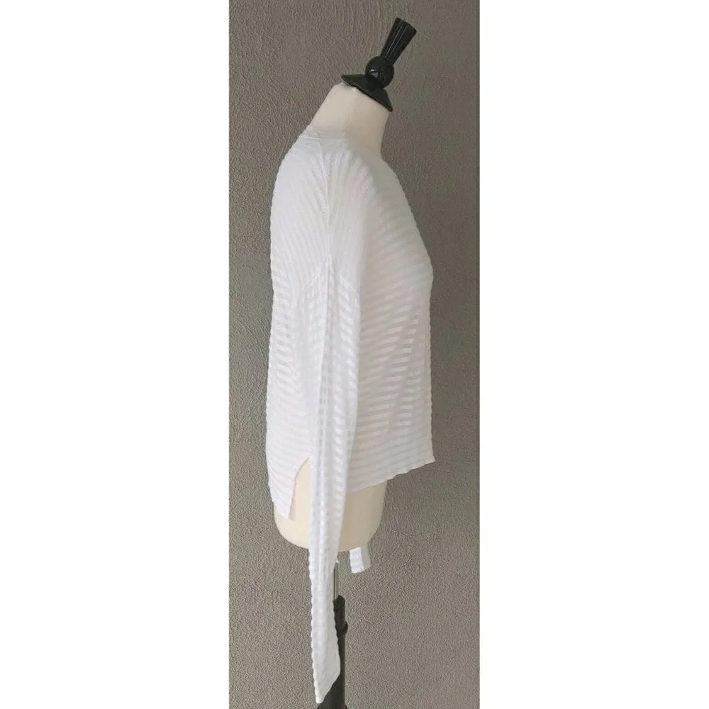 RtA Gilda Sweater Semi-Sheer Striped Print Long Sleeves in White Cloud Size M - Picture 3 of 7